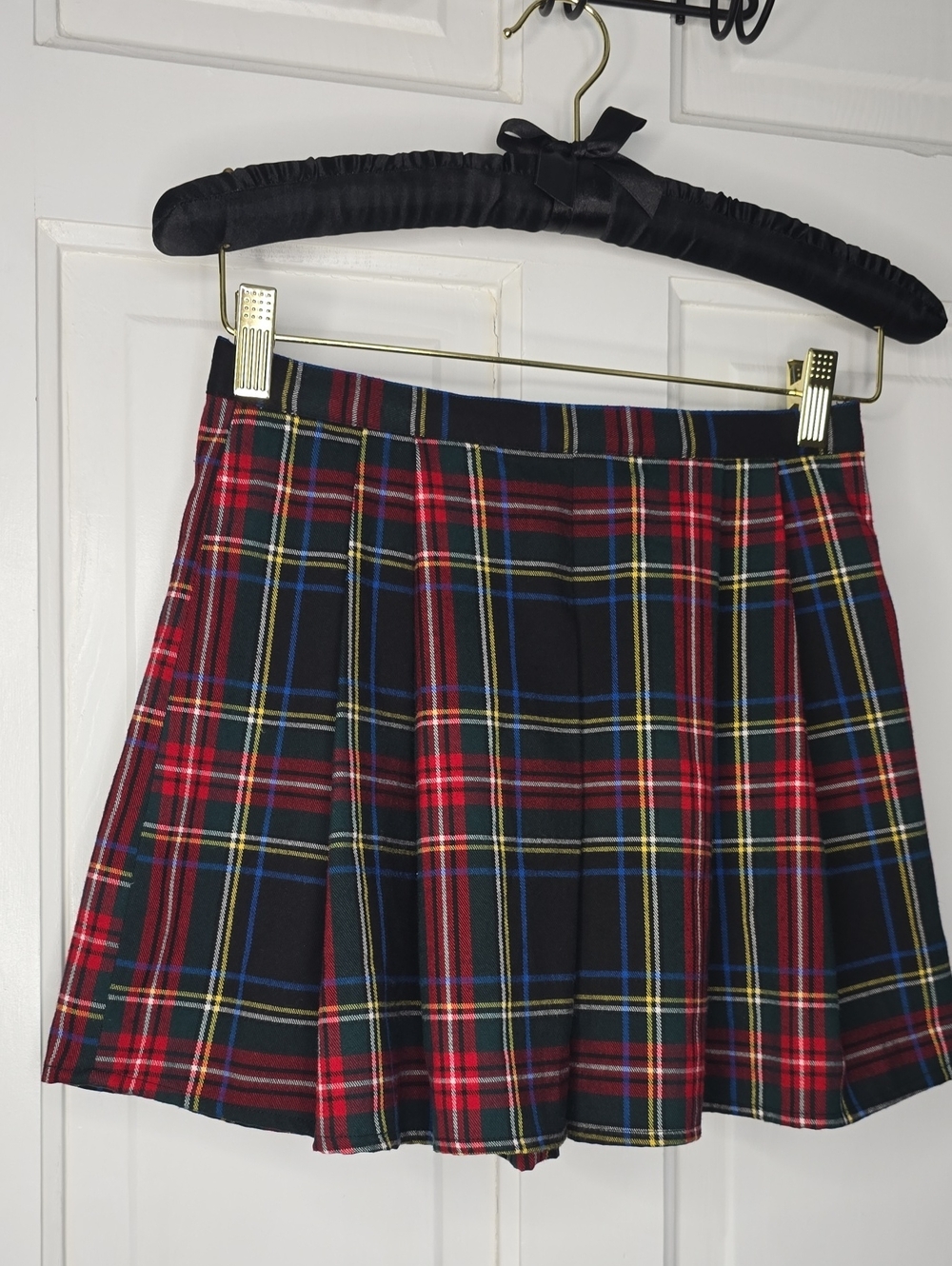 Forever 21 Red & Black Plaid Pleated Skater Skirt